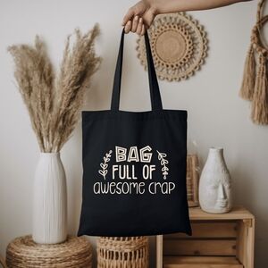 Custom Black Tote Bag Full Of Awesome Crap